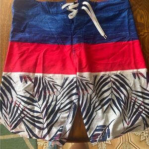 Old Navy Blue and Red Men Swim Board Shorts